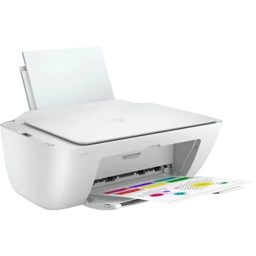 Impressora Multifuncional Wi-Fi e UsbHP deskejet 2710 de cor branca.
