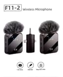 Microfone Genêrico F11-2 Lapela Wireless (2.4GHz) Para Conferência, Entrevista