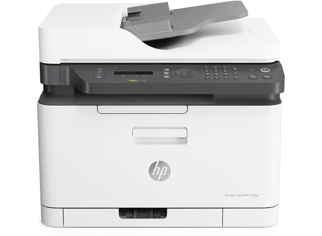 Impressora Multifuncional Wi-Fi, Usb e EthernetHP color laser mfp 179fnw Printer de cor branca.
